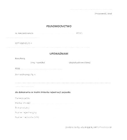 Upoważnienie do przerejestrowania samochodu
